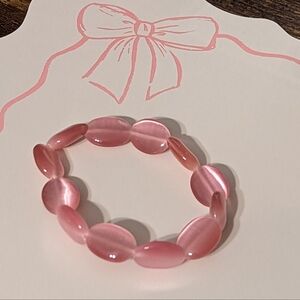 Pink Glass Beaded Stretchy Bracelet New!